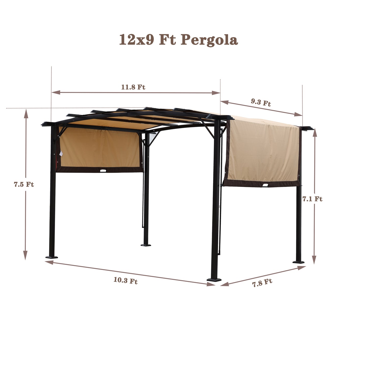 12 x 9 Ft Outdoor Pergola Patio Gazeboo
