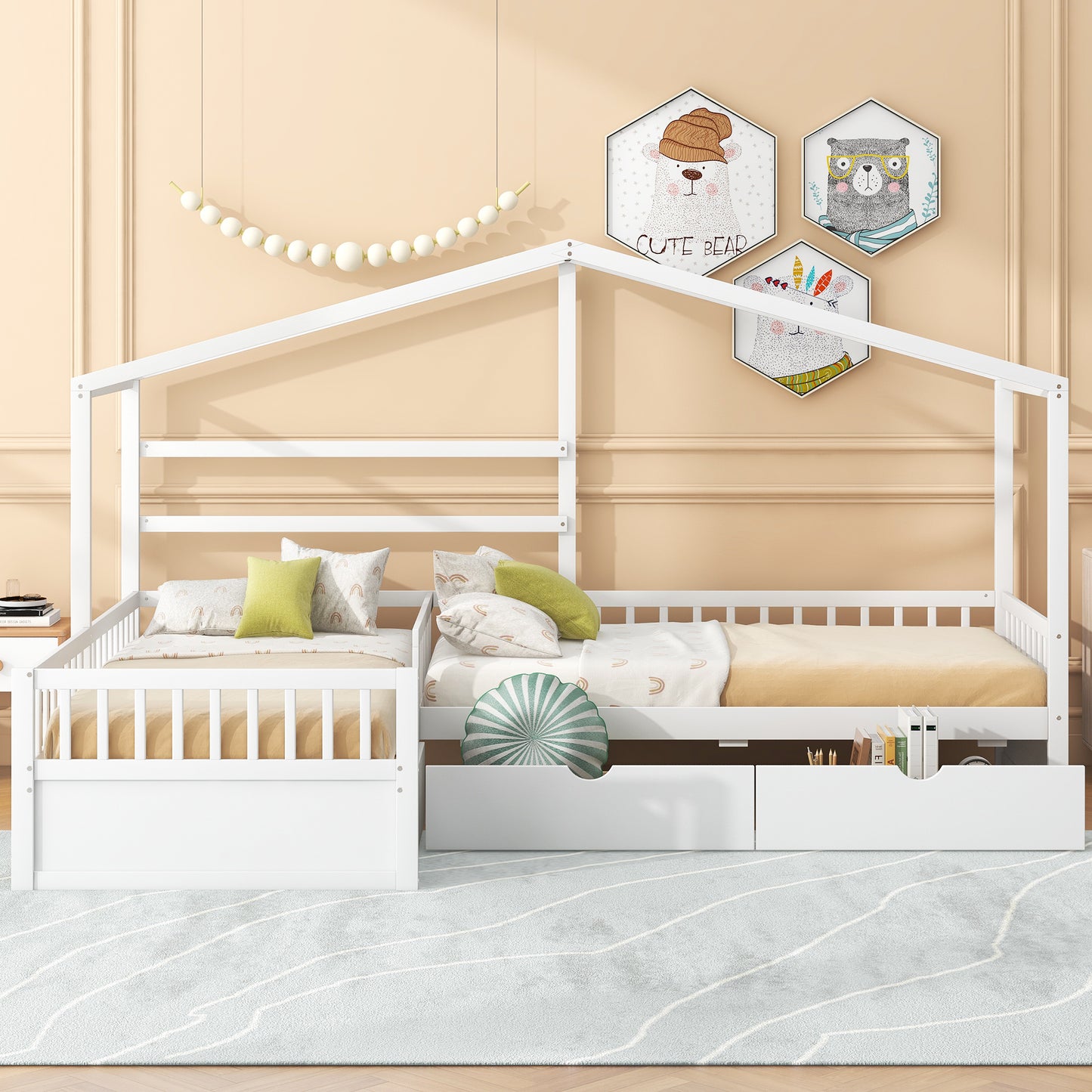 Twin Size House Platform Bed White
