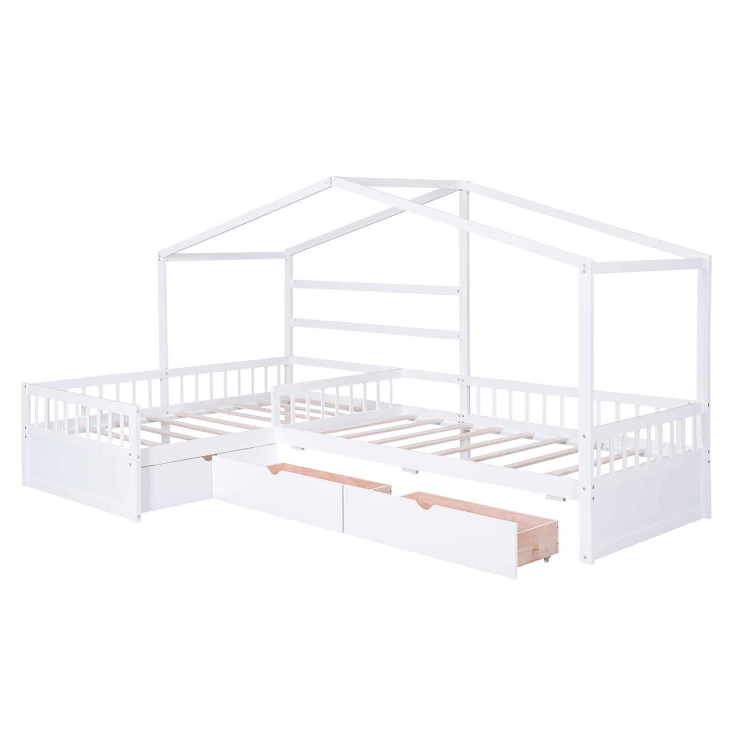 Twin Size House Platform Bed White