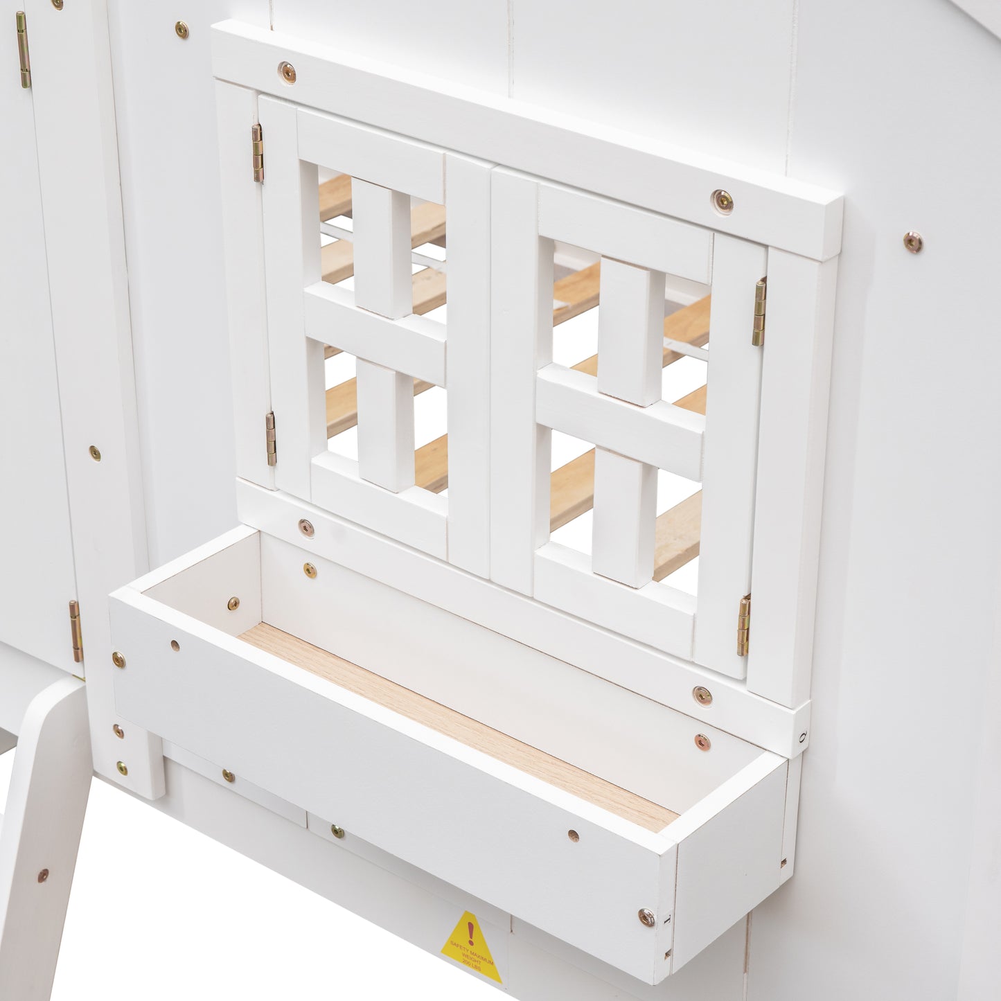 Twin House Bunk Bed with Roof, White