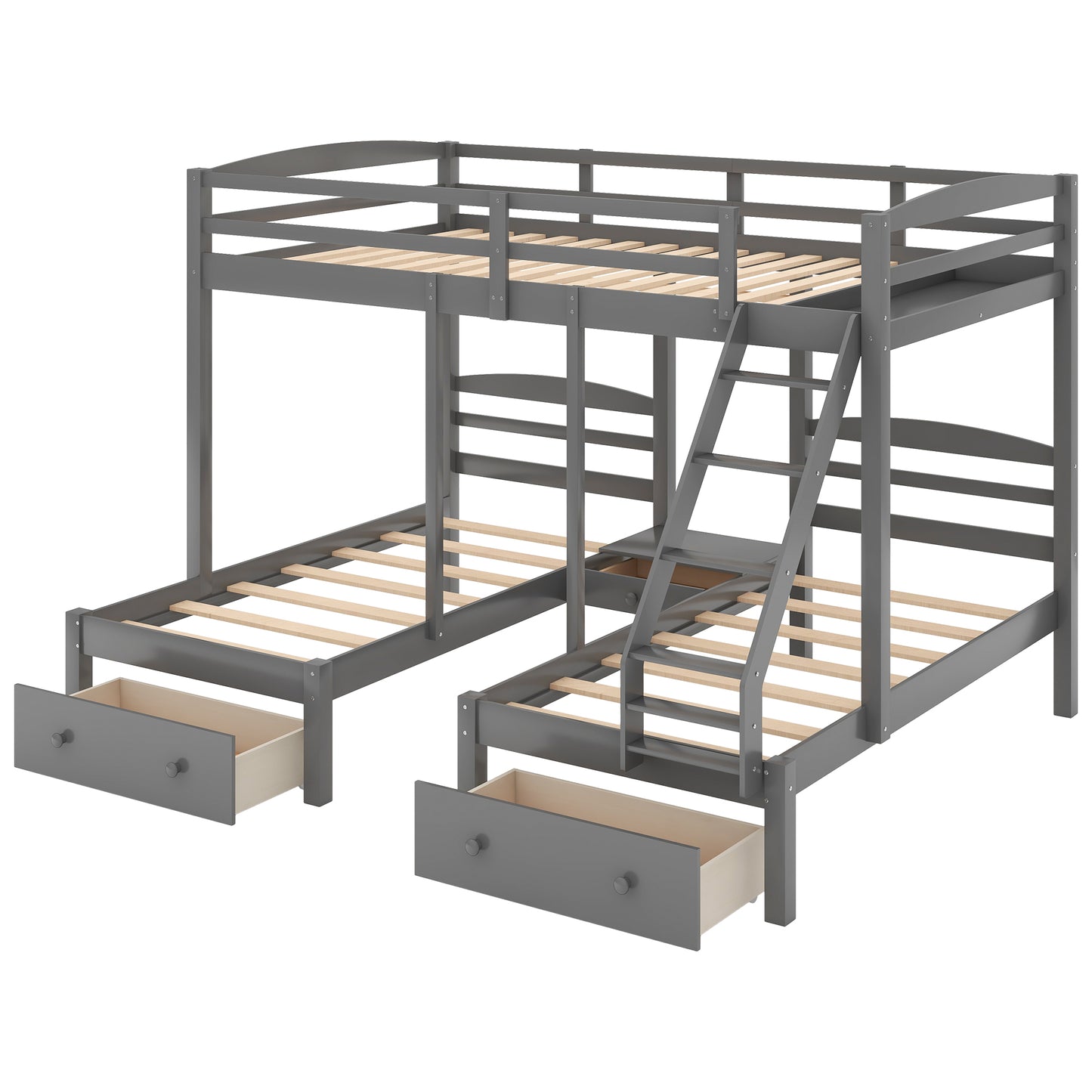 Full over Twin & Twin Bunk Bed,Gray