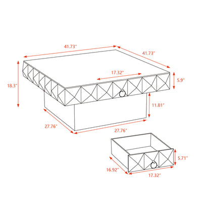Embossed Pattern Square Retro Coffee Table
