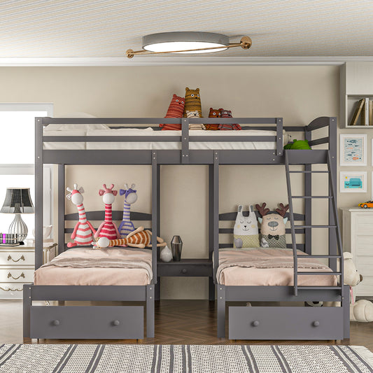 Full over Twin & Twin Bunk Bed,Gray