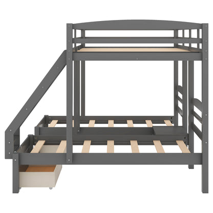 Full over Twin & Twin Bunk Bed,Gray