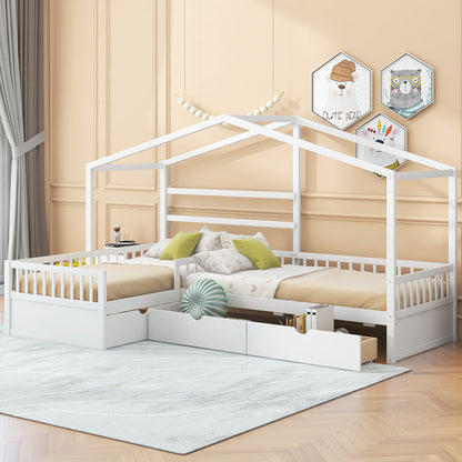 Twin Size House Platform Bed White