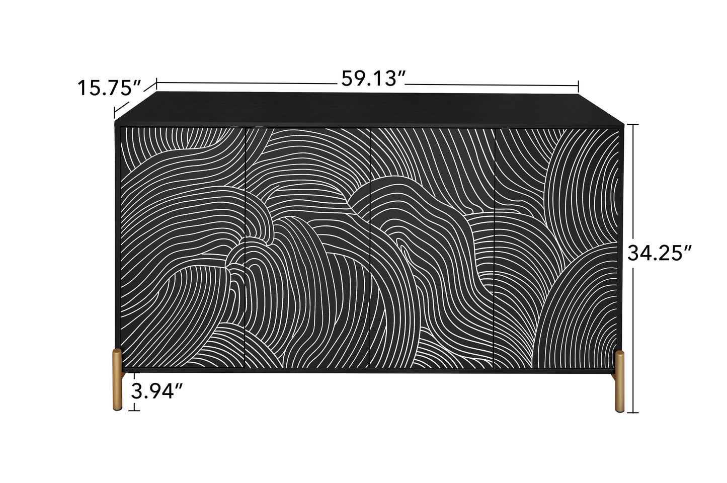 Carving 4-door side panels, side panel buffet cabinet