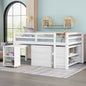 Low Study Full Loft Bed with Cabinet White