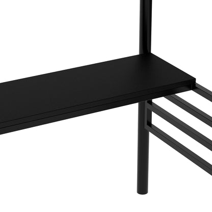 Metal Loft Bed Frame with Desk Black