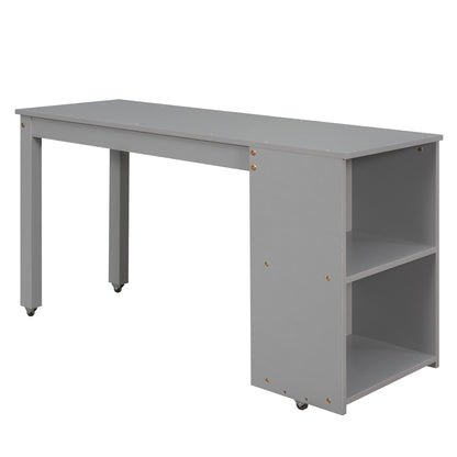 Low Study Full Loft Bed with Cabinet Gray