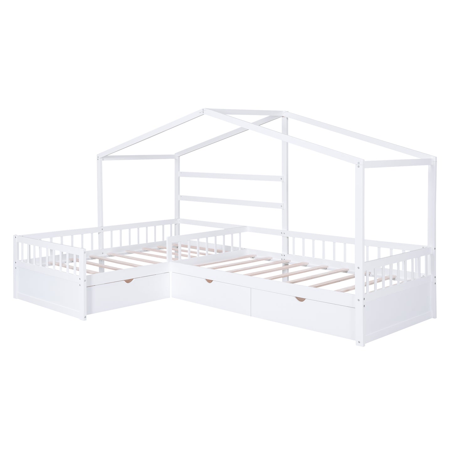 Twin Size House Platform Bed White