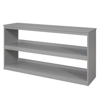 Low Study Full Loft Bed with Cabinet Gray