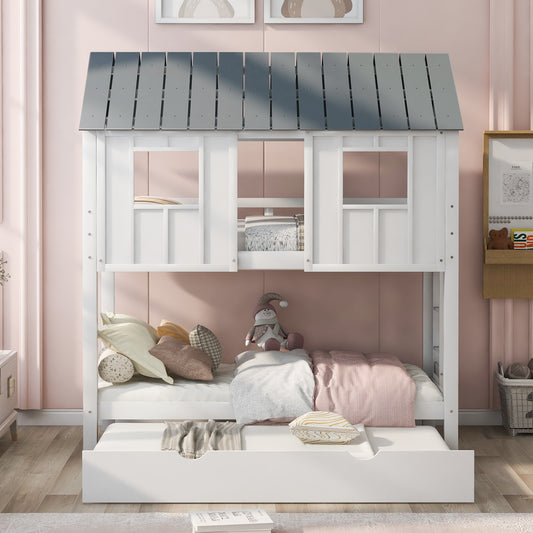 House Bed Roof and Windows White