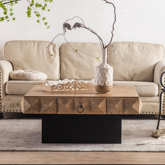 Embossed Pattern Square Retro Coffee Table