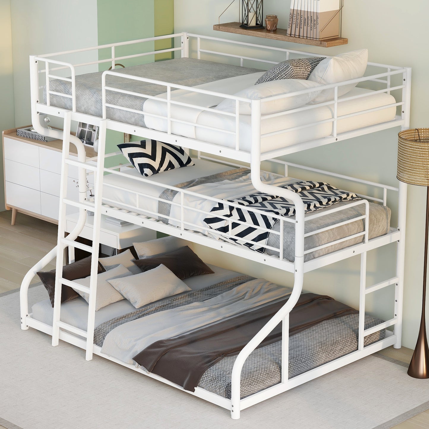 Full XL over Twin XL over Queen Size White