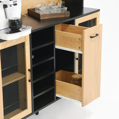 Coffee bar cabinet with wine rack