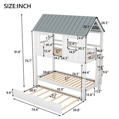 House Bed Roof and Windows White