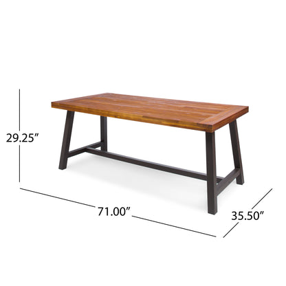 Outdoor Sandblast Finished Dining Table  Metal Finished Iron Legs