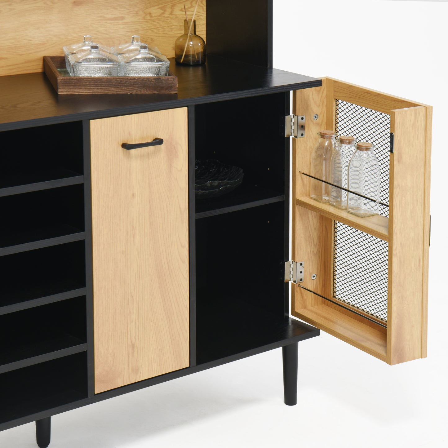 Coffee bar cabinet with wine rack